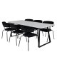 VENTURE DESIGN Estelle spisebordsst, m. 6 stole - hvid marmor/sort metal og sort fljl/sort metal