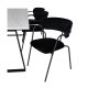 VENTURE DESIGN Estelle spisebordsst, m. 6 stole - hvid marmor/sort metal og sort fljl/sort metal