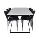VENTURE DESIGN Estelle spisebordsst, m. 6 stole - hvid marmor/sort metal og sort stof/sort metal