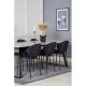 VENTURE DESIGN Estelle spisebordsst, m. 6 stole - hvid marmor/sort metal og sort stof/sort metal