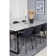 VENTURE DESIGN Estelle spisebordsst, m. 6 stole - hvid marmor/sort metal og sort stof/sort metal