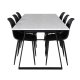 VENTURE DESIGN Estelle spisebordsst, m. 6 stole - hvid marmor/sort metal og sort plastik/sort metal