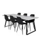 VENTURE DESIGN Estelle spisebordsst, m. 6 stole - hvid marmor/sort metal og sort plastik/sort metal