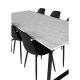 VENTURE DESIGN Estelle spisebordsst, m. 6 stole - hvid marmor/sort metal og sort plastik/sort metal