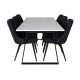 VENTURE DESIGN Estelle spisebordsst, m. 6 stole - hvid marmor/sort metal og sort stof/sort metal