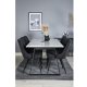 VENTURE DESIGN Estelle spisebordsst, m. 6 stole - hvid marmor/sort metal og sort stof/sort metal