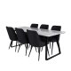 VENTURE DESIGN Estelle spisebordsst, m. 6 stole - hvid marmor/sort metal og sort stof/sort metal
