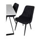VENTURE DESIGN Estelle spisebordsst, m. 6 stole - hvid marmor/sort metal og sort stof/sort metal