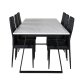 VENTURE DESIGN Estelle spisebordsst, m. 6 stole - hvid marmor/sort metal og sort PU/sort metal