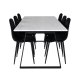 VENTURE DESIGN Estelle spisebordsst, m. 6 stole - hvid marmor/sort metal og sort fljl/sort metal