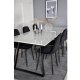 VENTURE DESIGN Estelle spisebordsst, m. 6 stole - hvid marmor/sort metal og sort fljl/sort metal