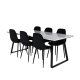 VENTURE DESIGN Estelle spisebordsst, m. 6 stole - hvid marmor/sort metal og sort fljl/sort metal