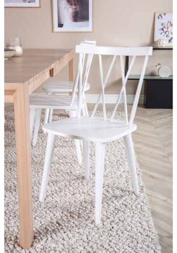 VENTURE DESIGN Slider spisebordsst, m. 6 stole - hvidvasket egefiner/eg og hvid gummitr