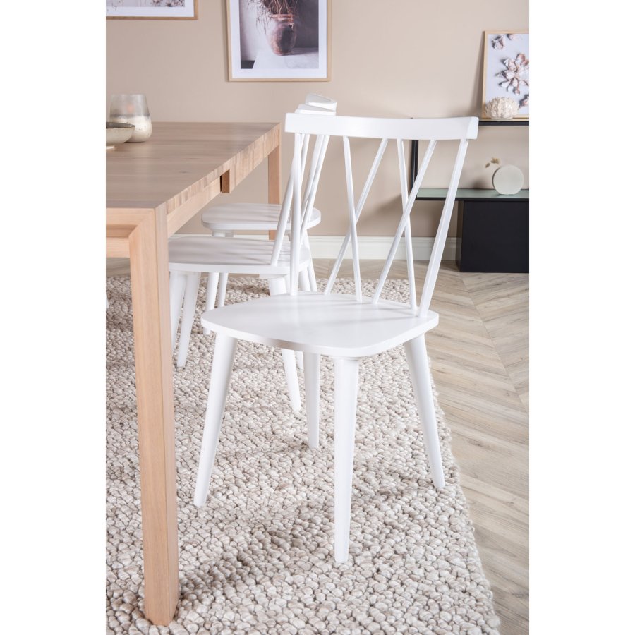 VENTURE DESIGN Slider spisebordsst, m. 6 stole - hvidvasket egefiner/eg og hvid gummitr