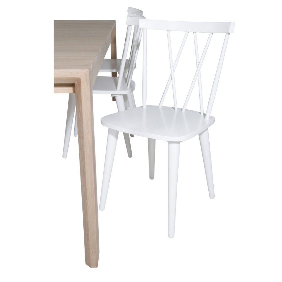 VENTURE DESIGN Slider spisebordsst, m. 6 stole - hvidvasket egefiner/eg og hvid gummitr