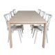 VENTURE DESIGN Slider spisebordsst, m. 6 stole - hvidvasket egefiner/eg og gr gummitr