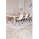 VENTURE DESIGN Slider spisebordsst, m. 6 stole - hvidvasket egefiner/eg og beige stof/sort metal