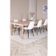 VENTURE DESIGN Slider spisebordsst, m. 6 stole - hvidvasket egefiner/eg og hvid teddy/sort metal