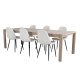 VENTURE DESIGN Slider spisebordsst, m. 6 stole - hvidvasket egefiner/eg og hvid teddy/sort metal