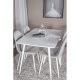 VENTURE DESIGN Polar spisebordsst, m. 4 stole - hvid MDF/hvid metal og lysegr polyester/hvid metal