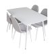 VENTURE DESIGN Polar spisebordsst, m. 4 stole - hvid MDF/hvid metal og lysegr polyester/hvid metal