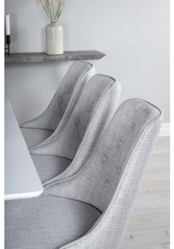 VENTURE DESIGN Polar spisebordsst, m. 6 stole -  hvid MDF/hvid metal, lysegr stof/hvid metal