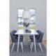 VENTURE DESIGN Polar spisebordsst, m. 6 stole -  hvid MDF/hvid metal, bl stof/hvid metal