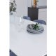 VENTURE DESIGN Polar spisebordsst, m. 6 stole -  hvid MDF/hvid metal, bl stof/hvid metal