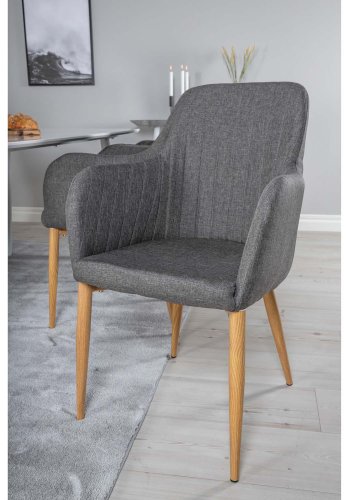 VENTURE DESIGN Polar spisebordsst, m. 6 stole -  hvid MDF/hvid metal, gr stof/valndfolie metal