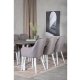 VENTURE DESIGN Marina spisebordsst, m. 6 stole - gr finer/hvid metal og gr stof/hvid metal