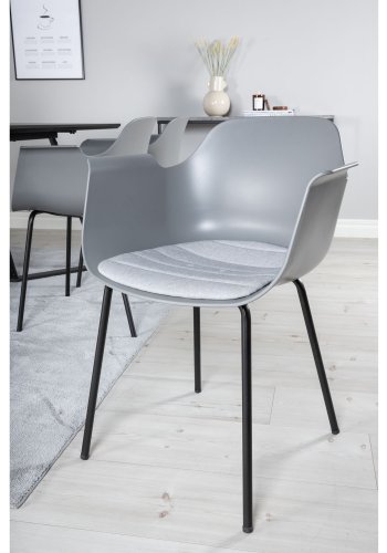 VENTURE DESIGN Marina spisebordsst, m. 6 stole - sort finer/sort metal og gr plastik/sort metal