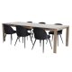 VENTURE DESIGN Slider spisebordsst, m. 6 stole - smoked egefiner/eg og sort velour/sort metal