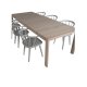 VENTURE DESIGN Slider spisebordsst, m. 6 stole - hvidvasket egefiner/eg og hvid rattan/hvid metal