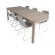 VENTURE DESIGN Slider spisebordsst, m. 6 stole - hvidvasket egefiner/eg og hvid rattan/hvid metal