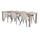 VENTURE DESIGN Slider spisebordsst, m. 6 stole - hvidvasket egefiner/eg og beige fljl/sort metal