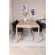 VENTURE DESIGN Slider spisebordsst, m. 6 stole - hvidvasket egefiner/eg og sort fljl/sort metal
