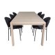 VENTURE DESIGN Slider spisebordsst, m. 6 stole - hvidvasket egefiner/eg og sort fljl/sort metal