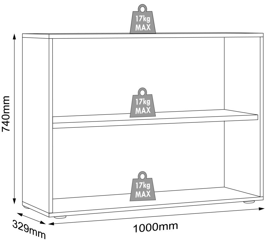 VCM NORDIC Salia B100 kontorreol, m. 1 justerbar hylde - antracitgr og natur tr