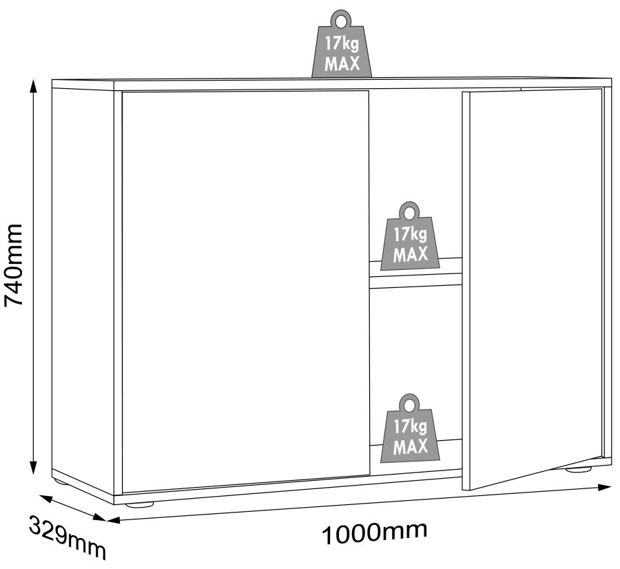 VCM NORDIC Salia B100 kontorreol, m. 2 lger og 1 justerbar hylde - hvid og natur tr