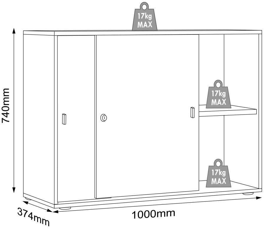 VCM NORDIC Salia B100 kontorreol, m. 2 skydelger, ls og 1 justerbar hylde - hvid og natur tr