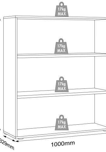 VCM NORDIC Salia B100 kontorreol, m. 2 justerbare hylder - hvid og natur tr