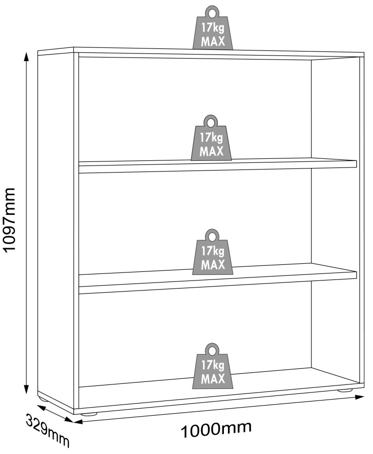 VCM NORDIC Salia B100 kontorreol, m. 2 justerbare hylder - hvid og natur tr