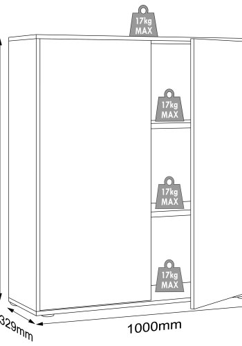 VCM NORDIC Salia B100 kontorreol, m. 2 lger og 2 justerbare hylder - antracitgr og natur tr