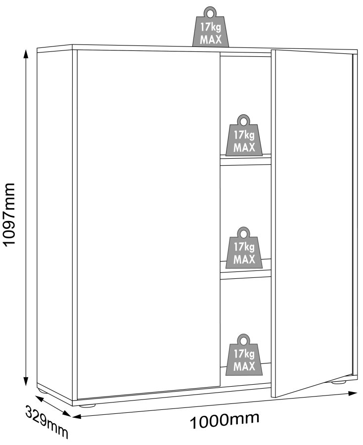 VCM NORDIC Salia B100 kontorreol, m. 2 lger og 2 justerbare hylder - antracitgr og natur tr