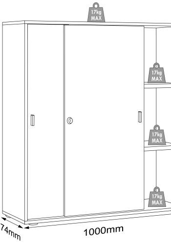 VCM NORDIC Salia B100 kontorreol, m. 2 skydelger, ls og 2 justerbare hylder - hvid og natur tr