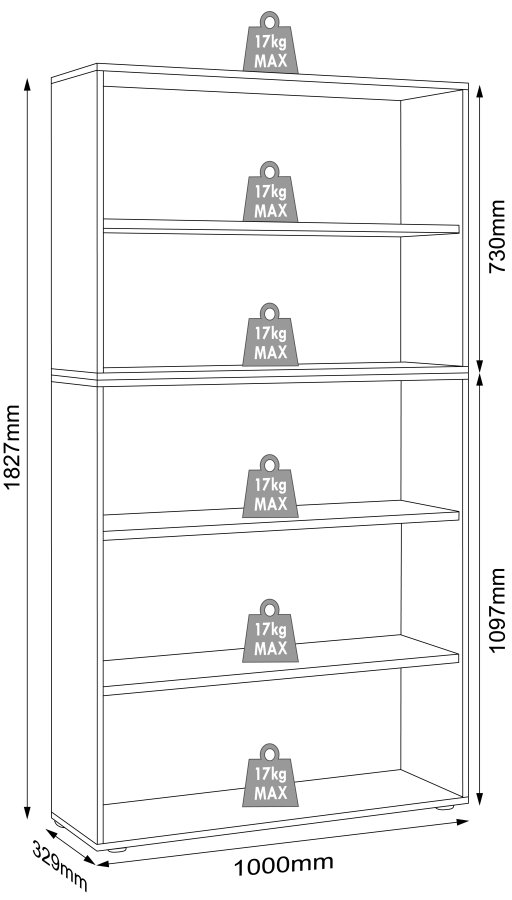 VCM NORDIC Salia B100 kontorreol, m. 3 justerbare hylder - hvid og natur tr