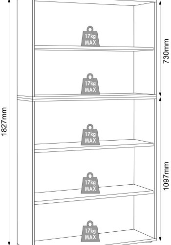 VCM NORDIC Salia B100 kontorreol, m. 3 justerbare hylder - antracitgr og natur tr