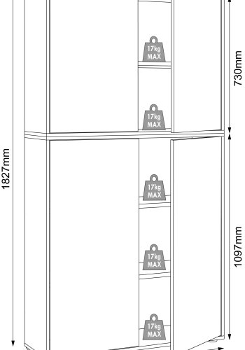 VCM NORDIC Salia B100 kontorreol, m. 4 lger og 3 justerbare hylder - hvid og natur tr