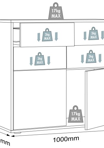 VCM NORDIC Salia B100 kontorkommode, m. 2 lger, 4 skuffer - hvid/natur tr