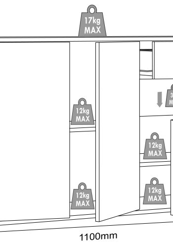 VCM NORDIC Salia B110 kontorkommode, m. 3 lger, 2 skuffer, 2 hylder - hvid/natur tr